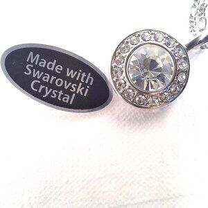 Made with Swarovski Crystal Pendant Necklace Silver Tone Elegant Dainty NWT